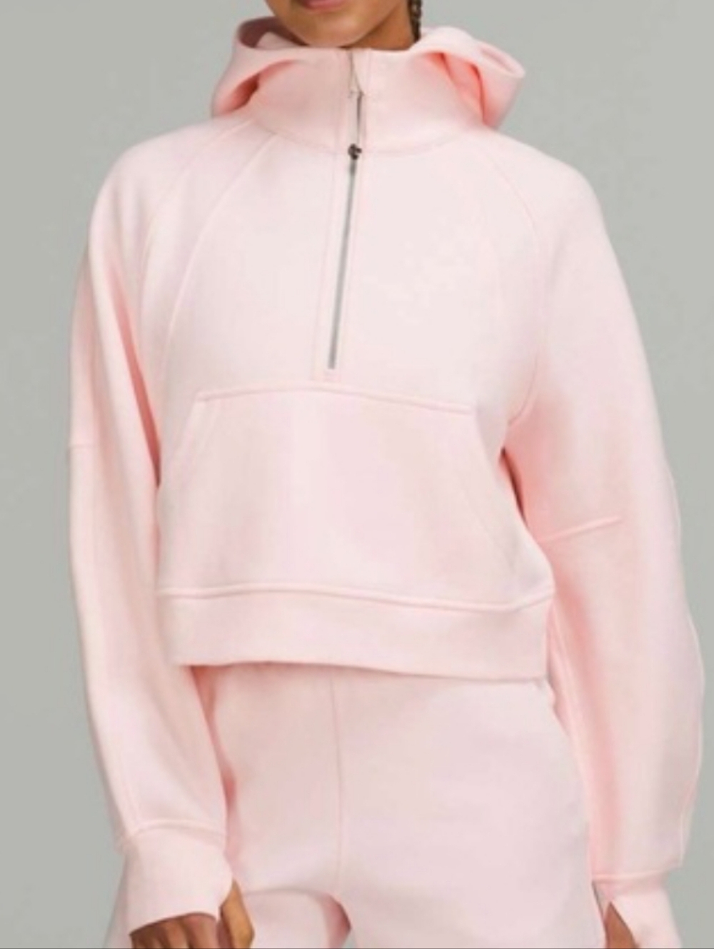 lululemon athletica Pink Strawberry Milkshake Cropped Half-Zip Hoodie (XL/XXL)